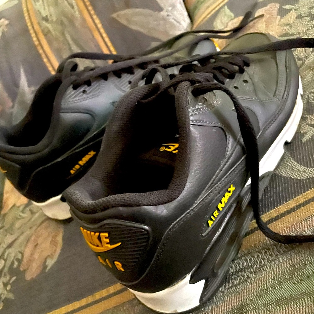 Nike Air Max shoes, black with tints of yellow and white